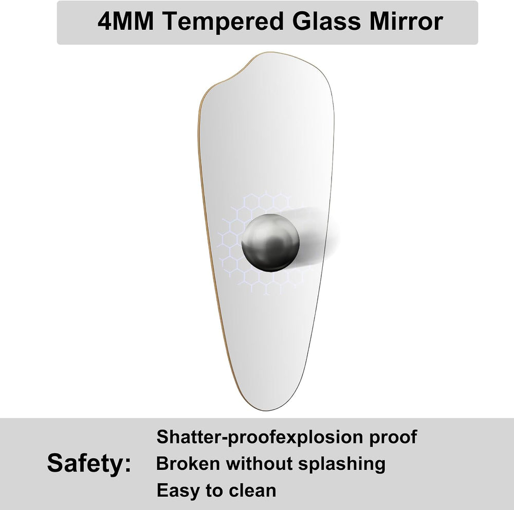 Irregular Asymmetrical Wall Mirror Full Length, 48x20 Inch Gold Mirror