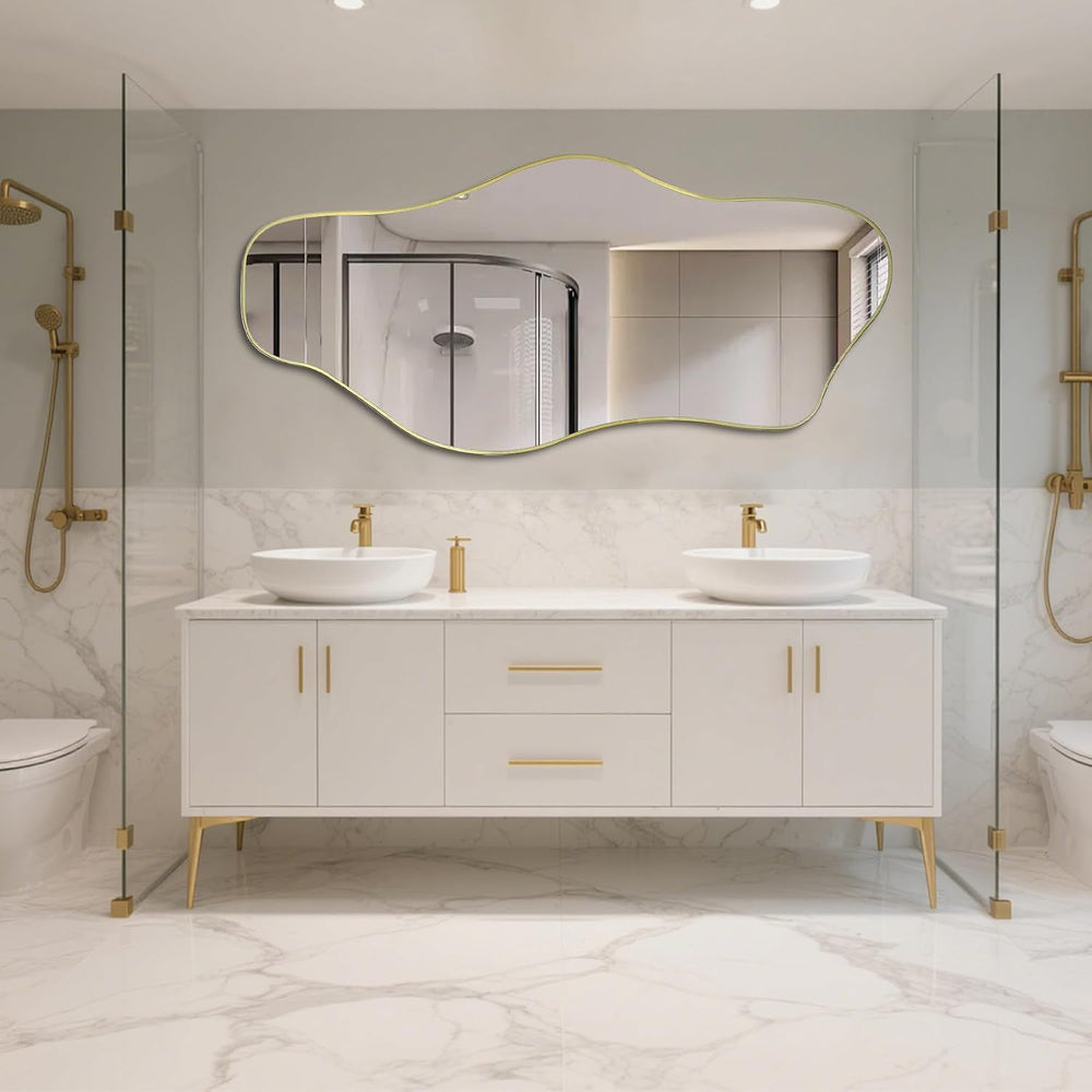 67"x31" Irregular Full Length Mirror, Abstract Frameless Mirror