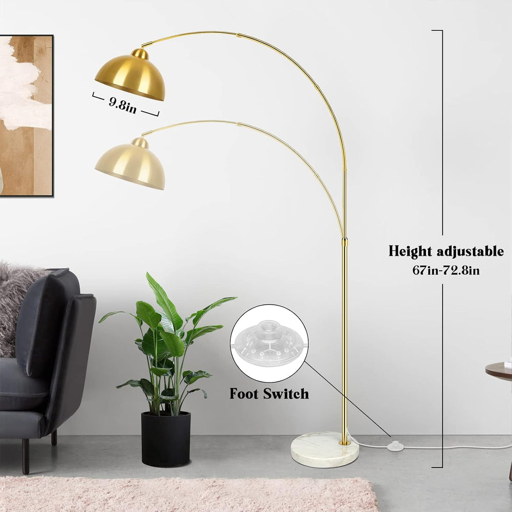 GoBright Gold 73" Arc Floor Lamp, Adjustable Farmhouse Tall Stand Up Light