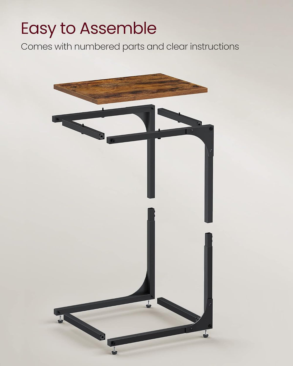 VASAGLE C-Shaped End Table Set of 2, Small Sofa Side Table with Metal Frame