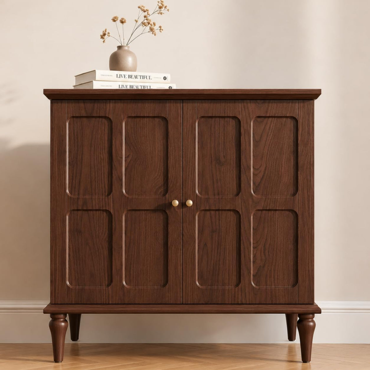 ARTPOWER Brown Sideboard Buffet Cabinet with Storage, Mid-Century Modern Storage Cabinet with 2 Doors and Adjustable Shelves, Accent Style Sideboard for Entryway, Dining Room, Living Room