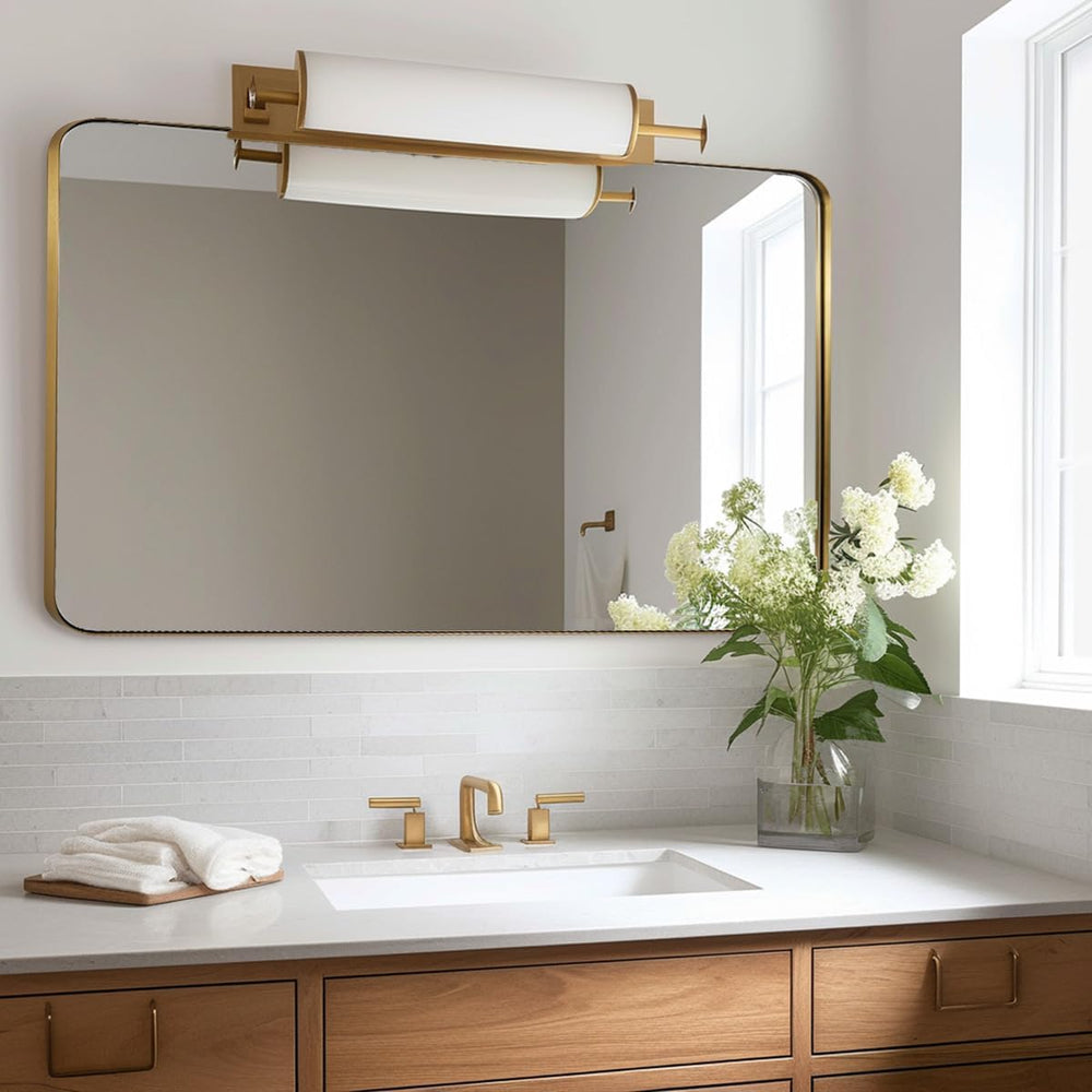 ANDY STAR Gold Bathroom Mirrors for Over Sink, 30x55 InchBrushed Gold Wall Mi...