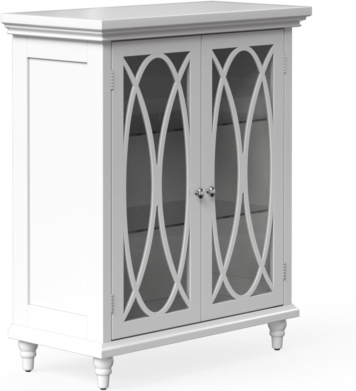 Teamson Home Florence 26 in. x 32 in. 2-Door Freestanding Wooden Floor Cabinet with Adjustable Shelves for Storage Solutions in Bathrooms, Kitchens, Laundry Rooms, Home Offices, White