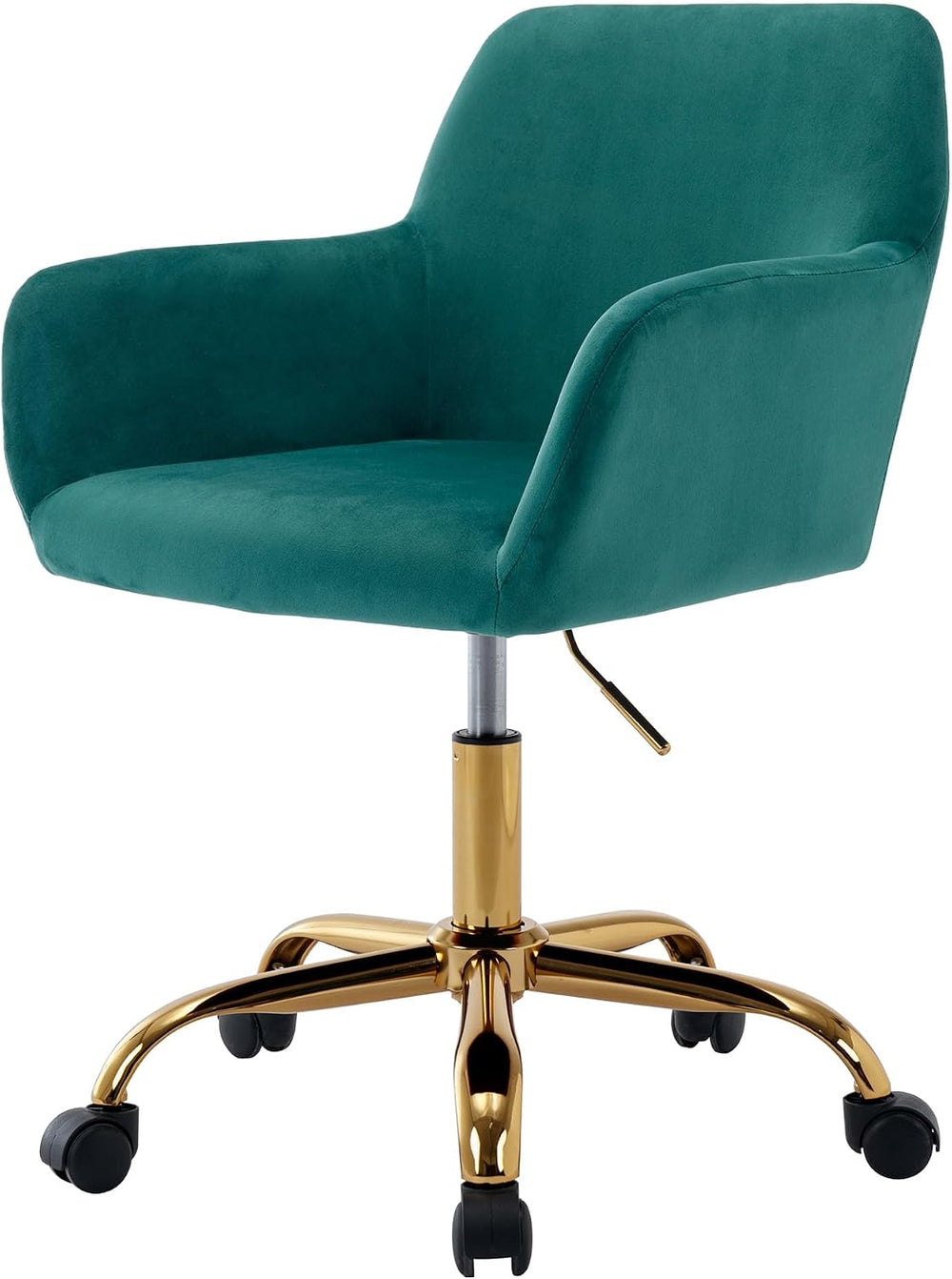 Office Velvet Faux Fur Vanity Desk Chair with Golden Base, Green