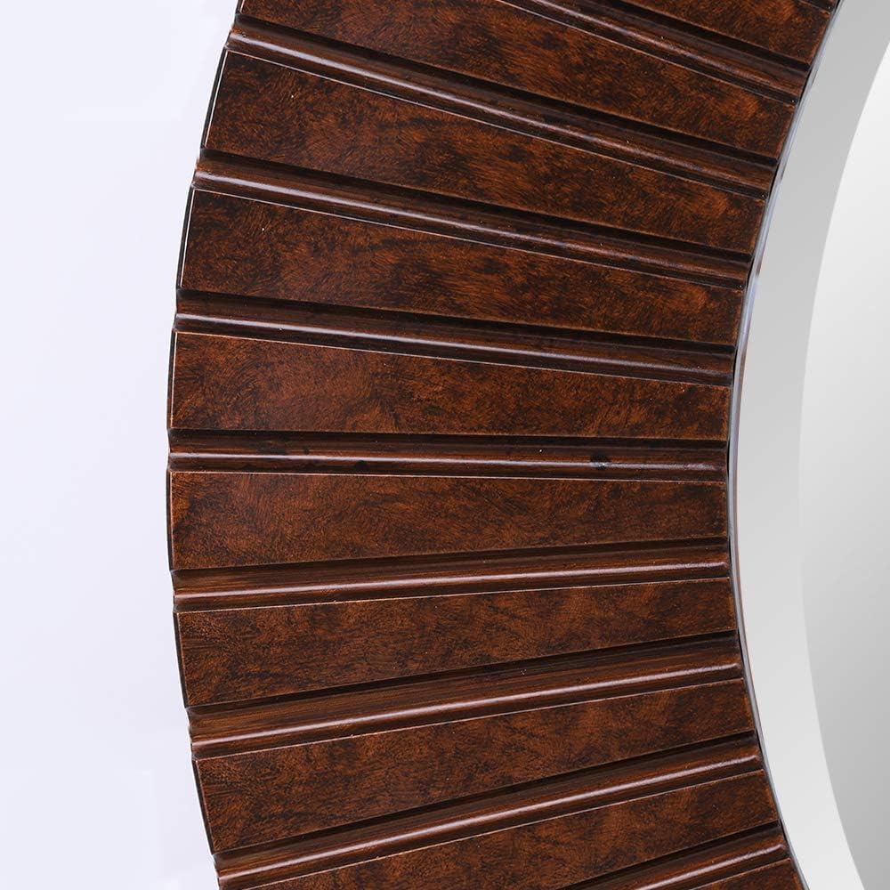 Chende 36'' Circle Mirror with Wood Frame, Large Decorative Mirror fo...