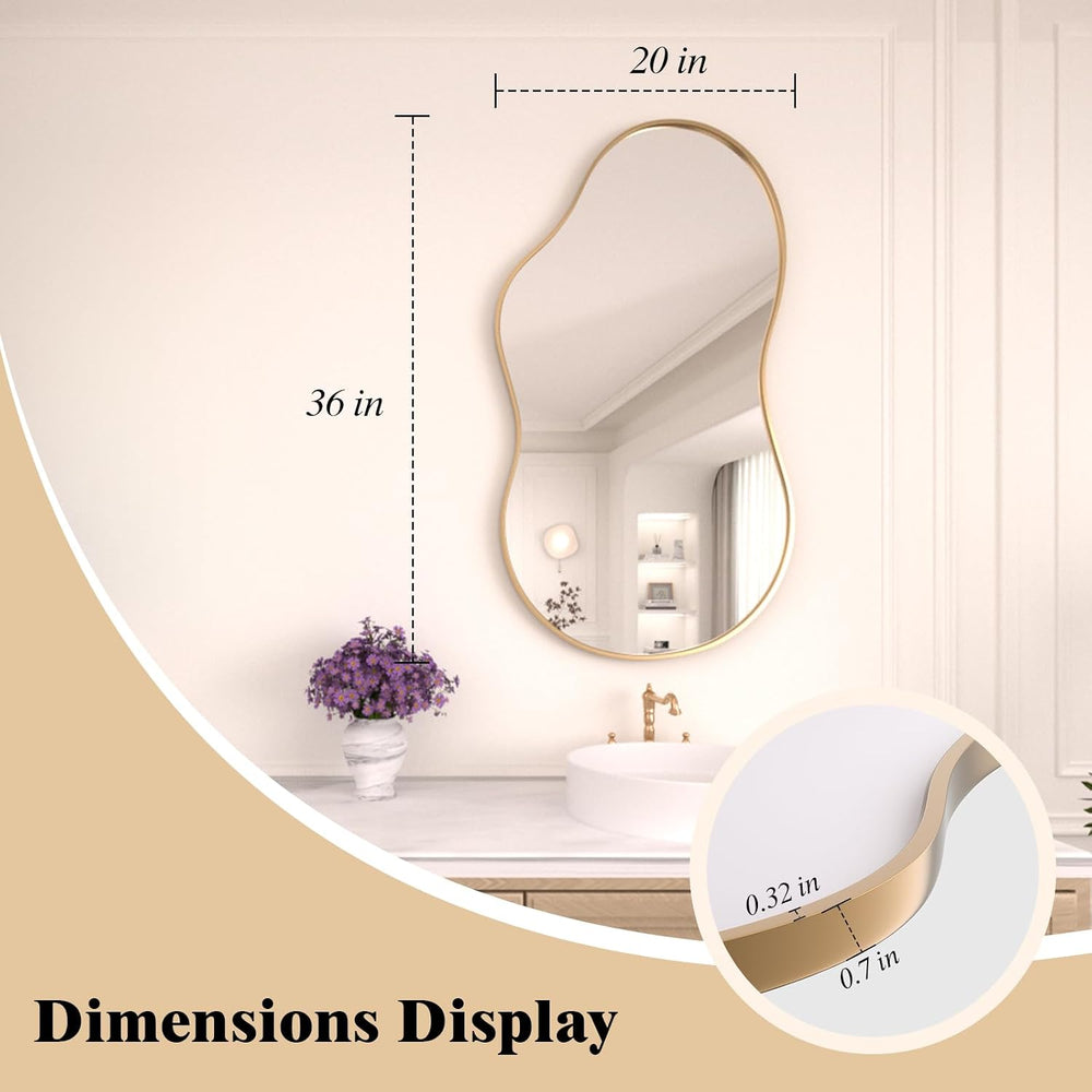 WEER Gold Irregular Wall Mirror for Bathroom 20X36 Inch