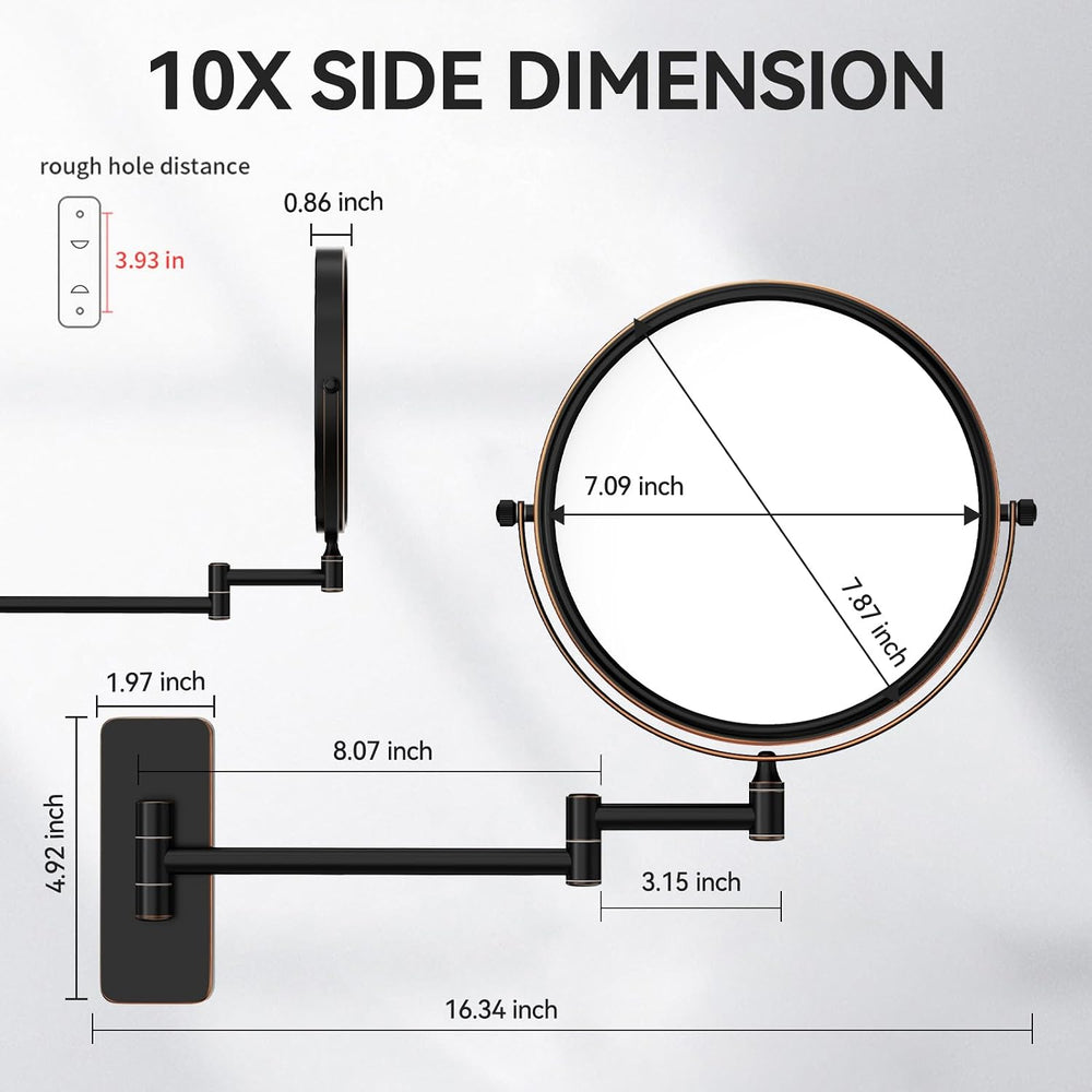 Nicesail Wall Mounted Magnifying Makeup Mirror Oil Rubbed Bronze 10x 8inch