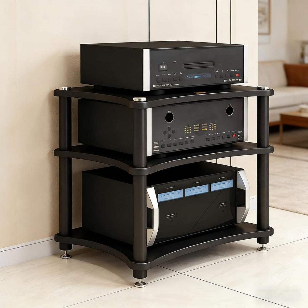 Heavy Duty 3-Tier AV Media Stand, 264 lb Load Capacity, Black