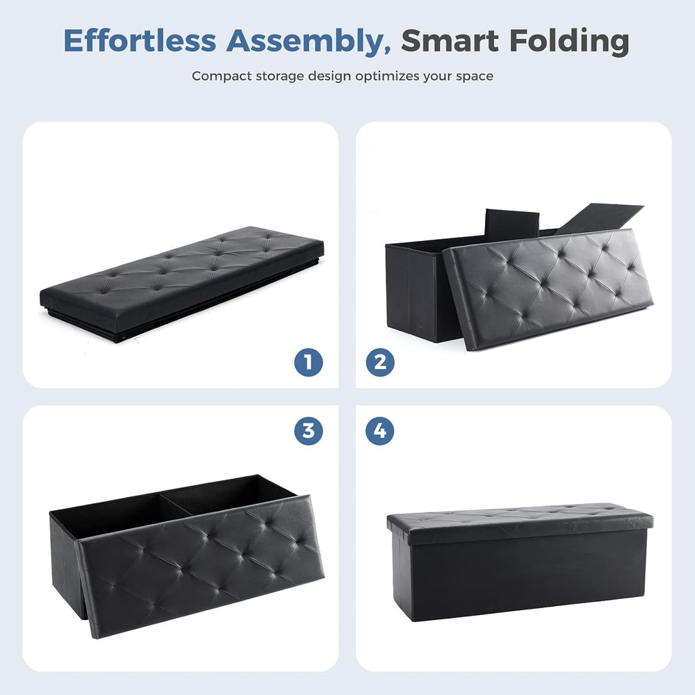 DUMOS 43 Inch Folding Storage Ottoman Bench, Large Ottoman with Storage