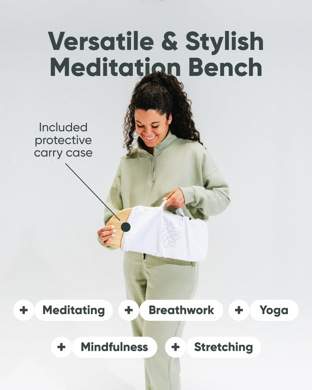 Mindful Modern Folding Meditation Bench - Bamboo Kneeling Stool with Locking ...