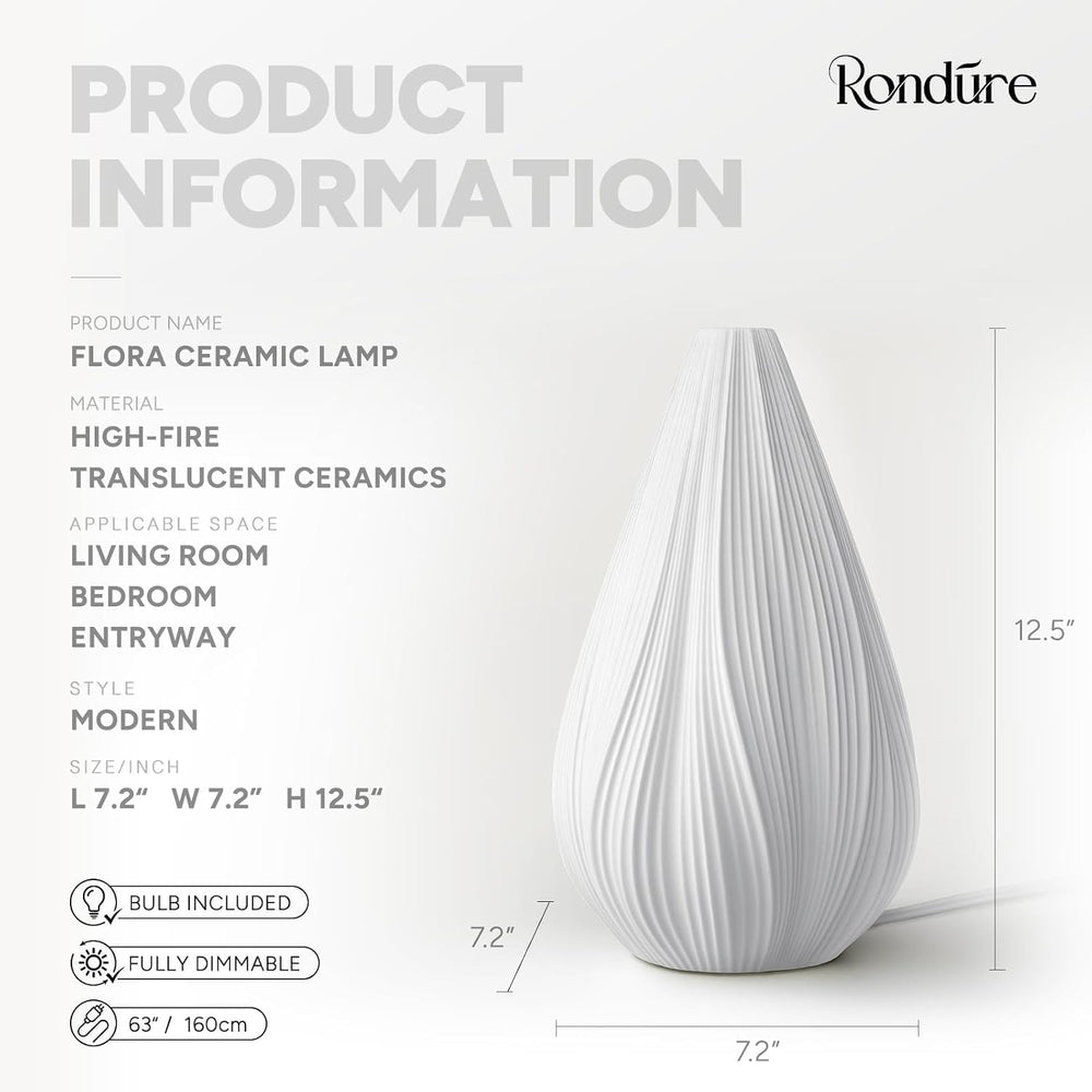 RONDURE Modern Ceramic Decorative Table Lamp Living Room Bedroom Bedside