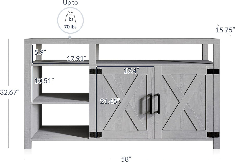 BELLEZE 58" TV Stand for TVs Up to 65", Modern Entertainment Center...
