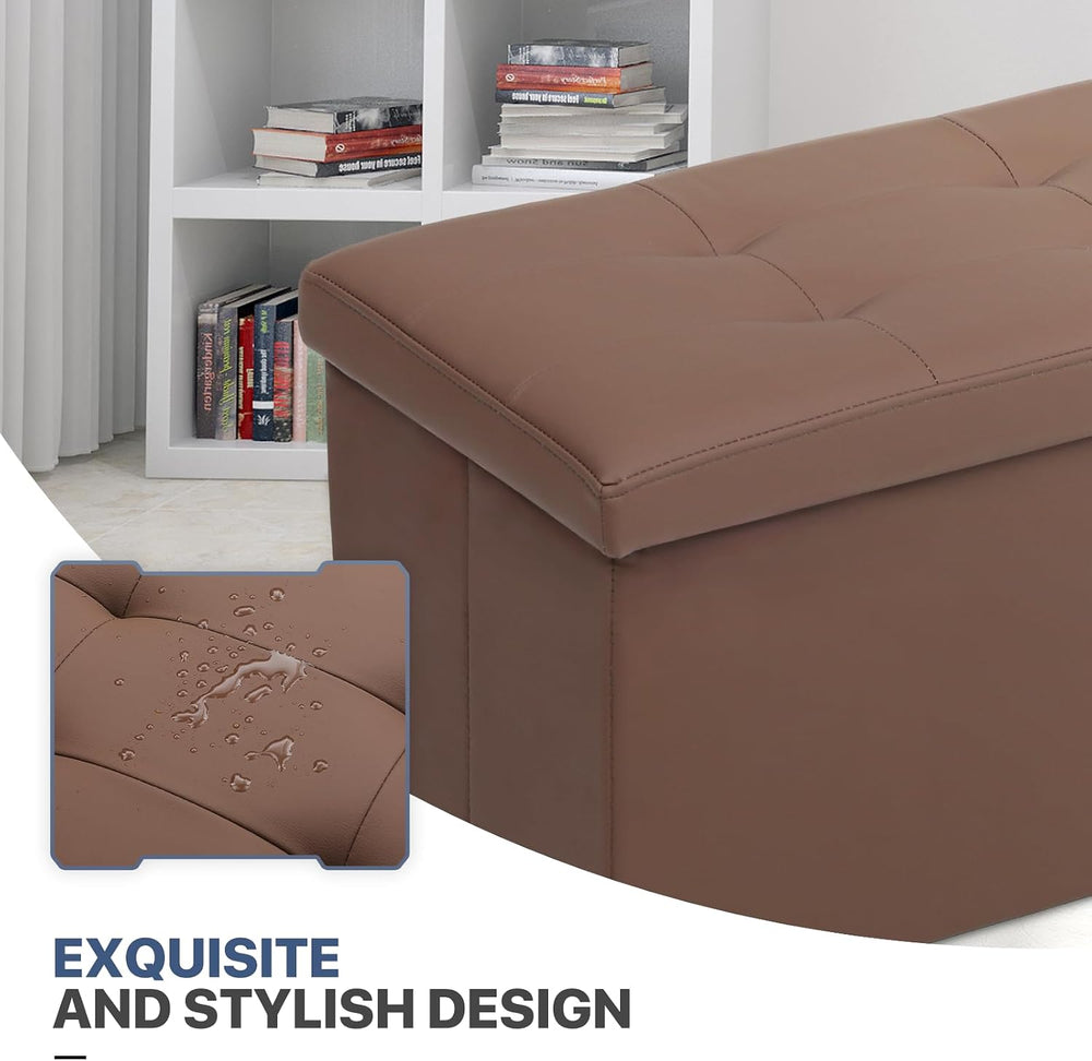 MoNiBloom 30 Inch Storage Ottoman Bench, 24 Gal. Folding Ottoman Footrest, En...