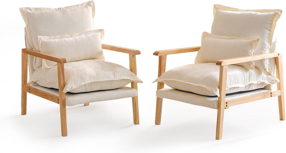 VINGLI Mid-Century Modern Cloud Accent Armchairs Set of 2 with Lumbar Pillow,...