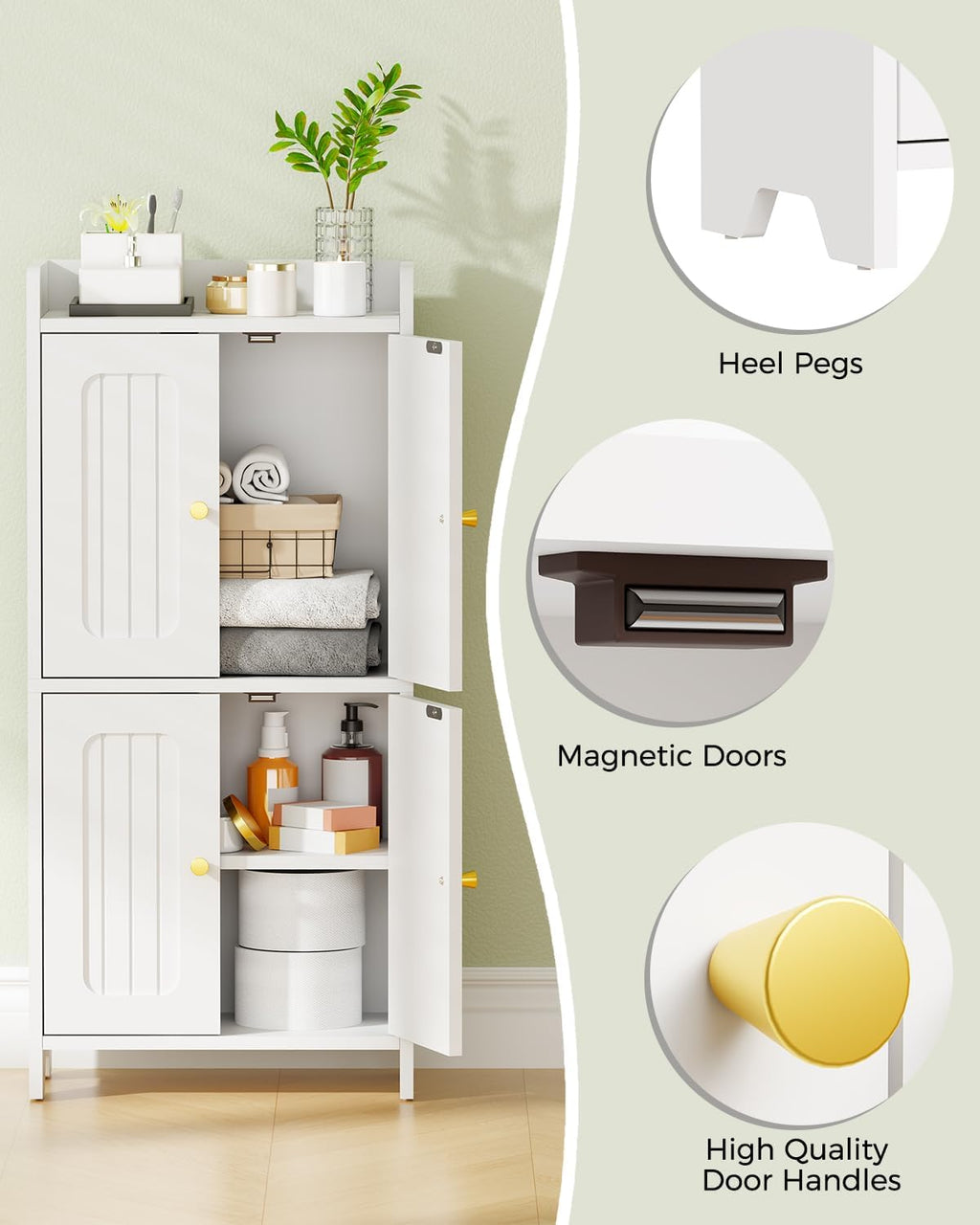 BEWISHOME Small Floor Cabinet,Toilet Paper Storage,Bathroom Storage Cabinet