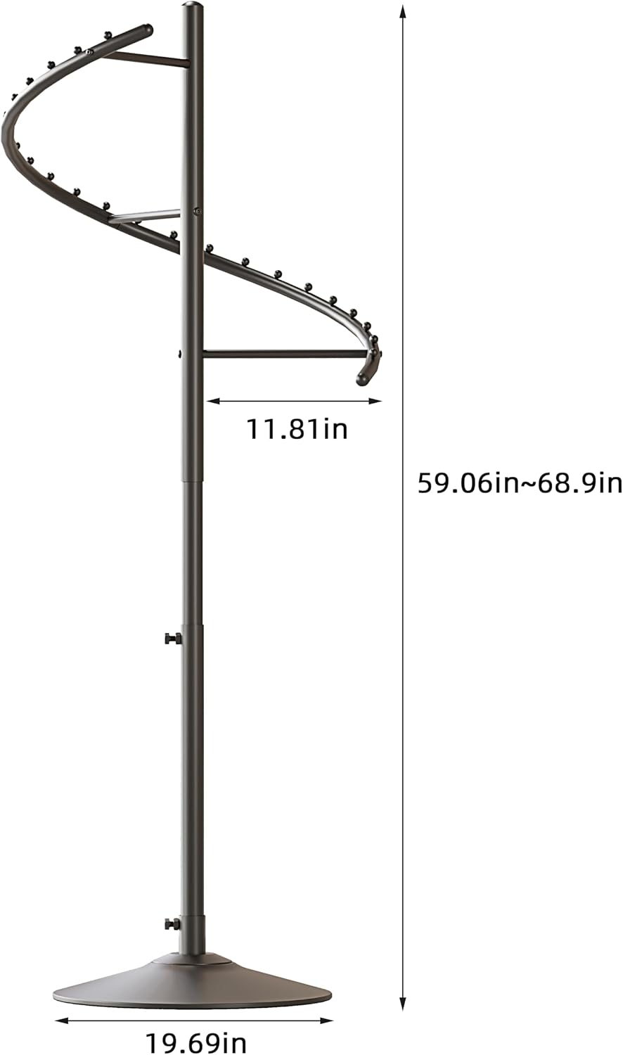 HKaikzo Freestanding 360° Rotating Clothing Rack, Height Adjustable Heavy Dut...