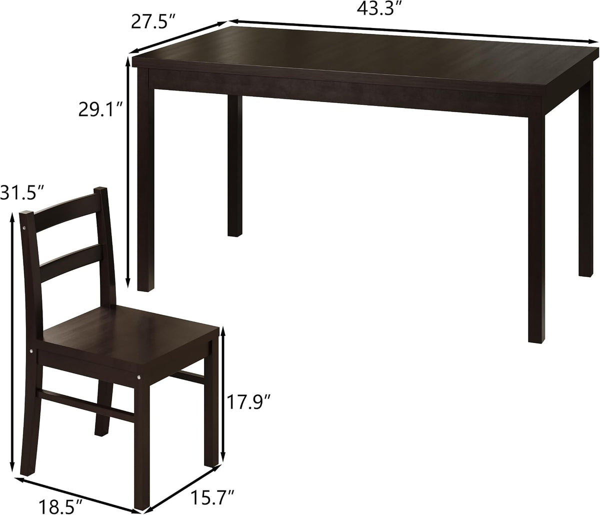 5-piece solid wood indoor modern rectangular dining table, close-up detail