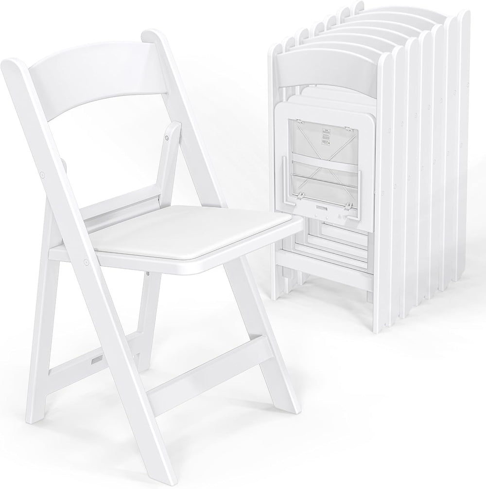 VINGLI Resin Folding Chairs with Cushion, Foldable Plastic Chair with Comfort...
