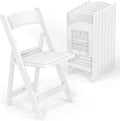 VINGLI Resin Folding Chairs with Cushion, Foldable Plastic Chair with Comfortable Padded Seats, Perfect for Event Party Indoor Outdoor, White, 8 PC
