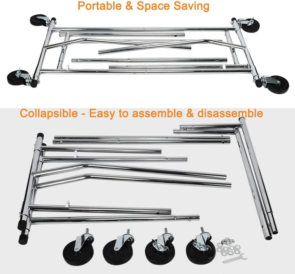 HOKEEPER Clothes Rack with Lockable Wheels Height Adjustable