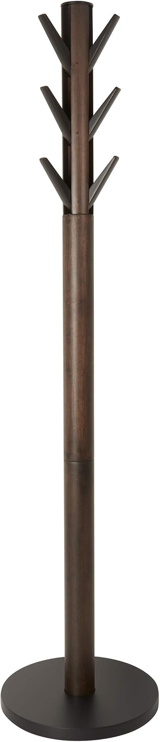 Umbra Flapper Coat Rack, Flip Down Clothing Rack, 9 Hooks, Black/Walnut