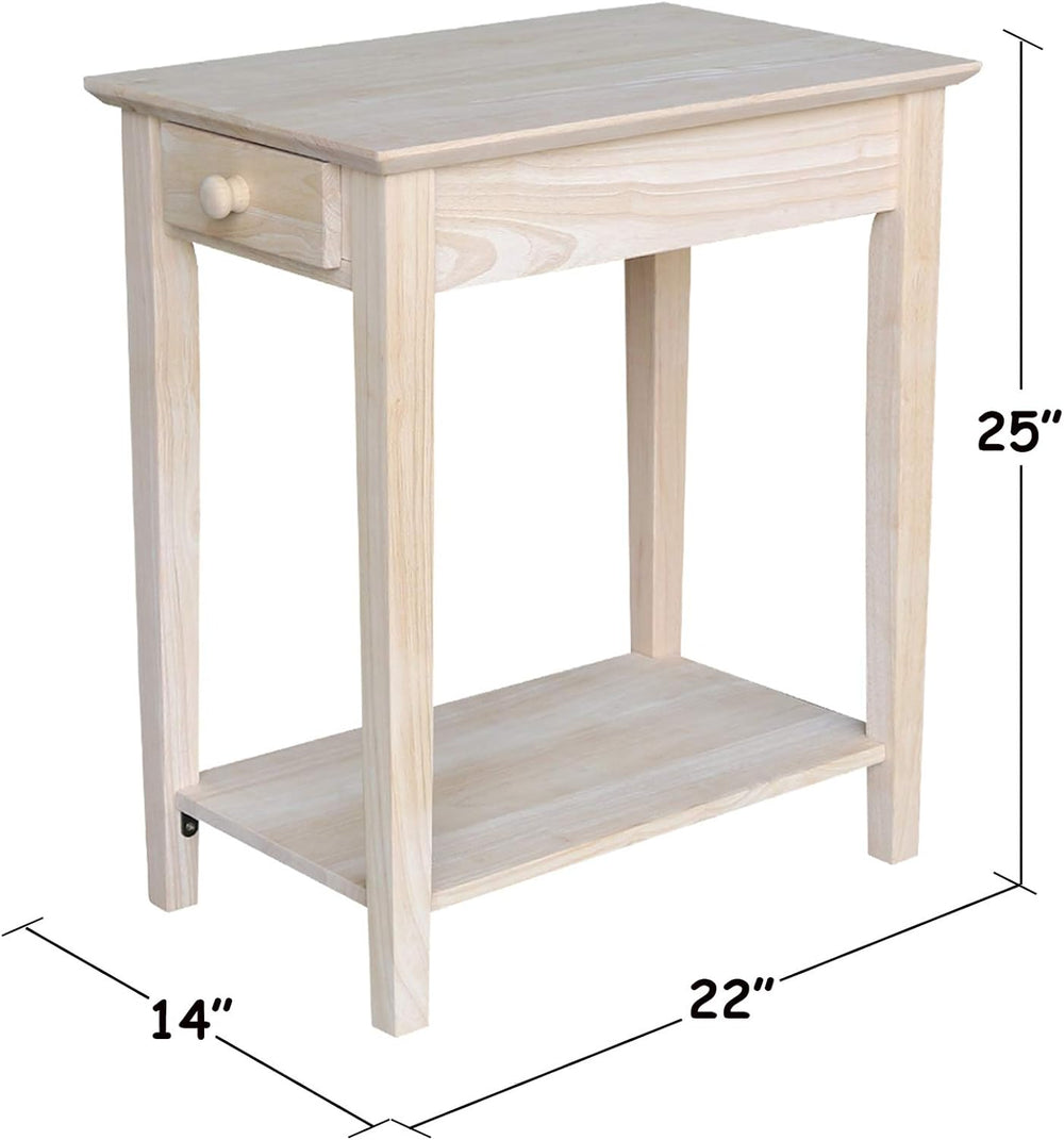 IC International Concepts, Narrow End Table, Solid Real Wood, Sturdy Parawood...
