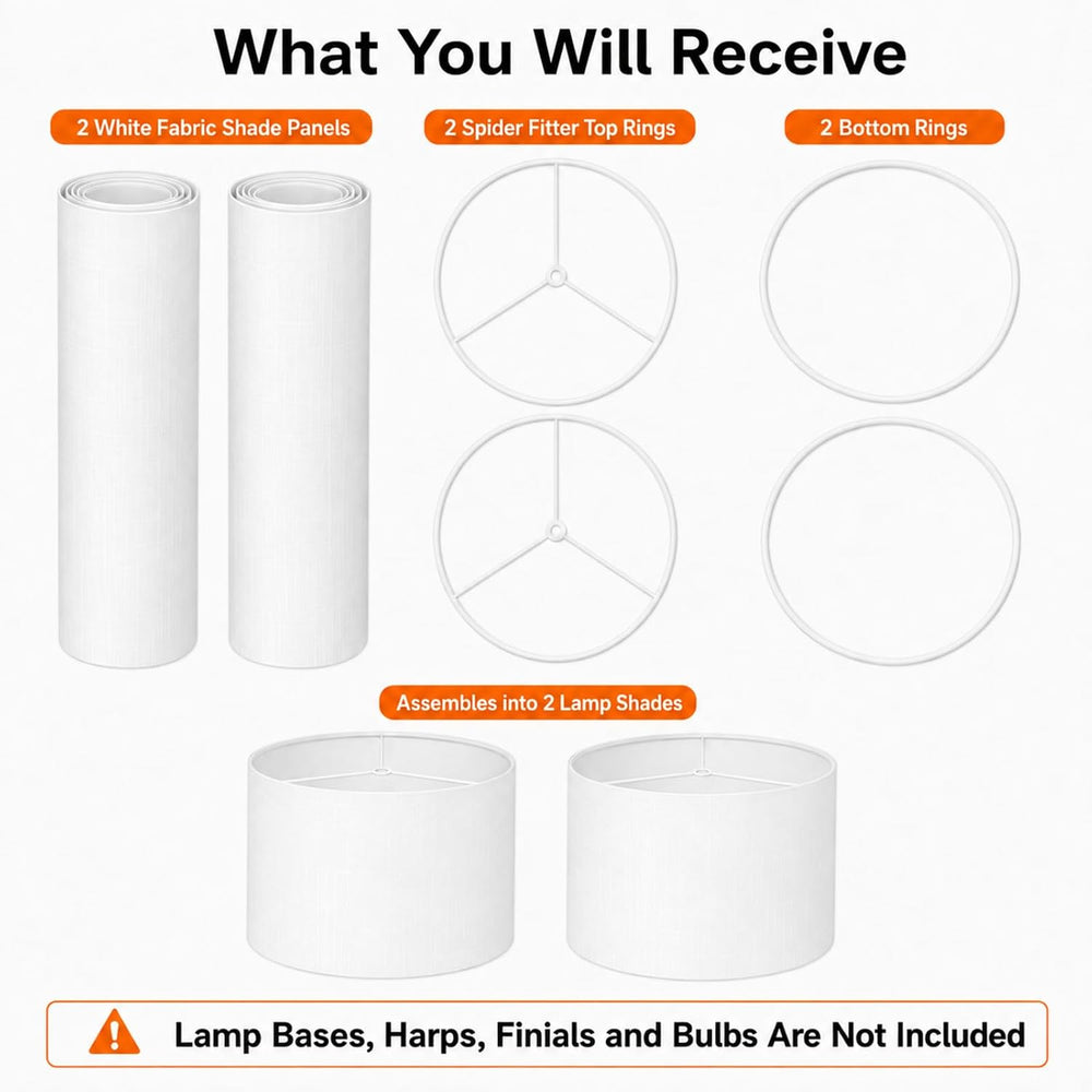 White Lamp Shades Set of 2 for Table Lamps, Large Drum Lampshades, 13 Inch To...