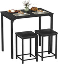 GIANTEX 3-Piece Dining Table Set for 2, Upholstered Stools (Black)