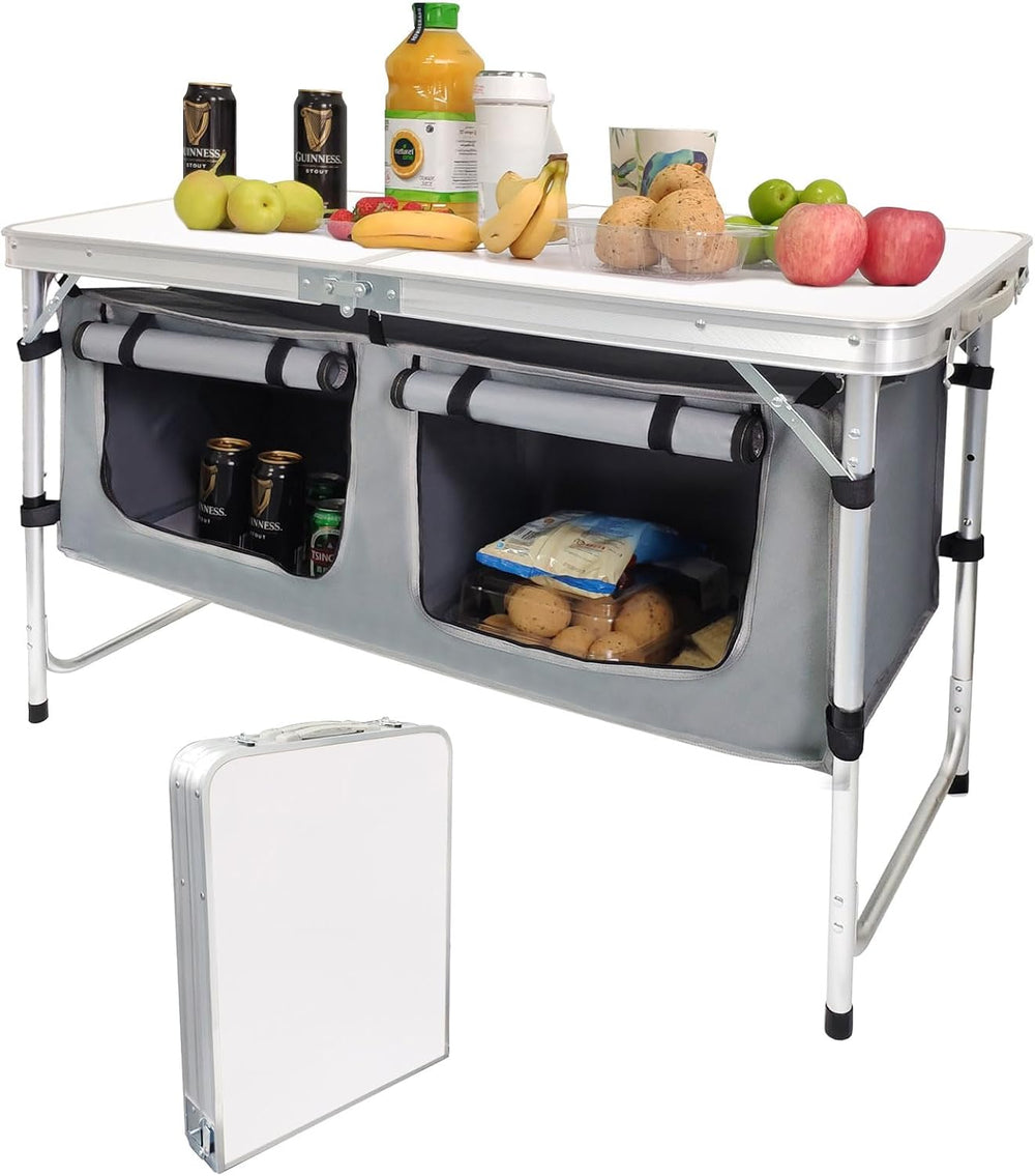 Camp Field Folding Camping Table, Lightweight Aluminum, Adjustable Legs