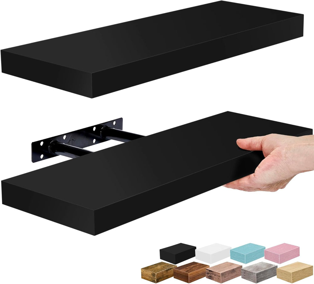 Sorbus 16 Inch Floating Shelves for Wall (2 Pack, Black)