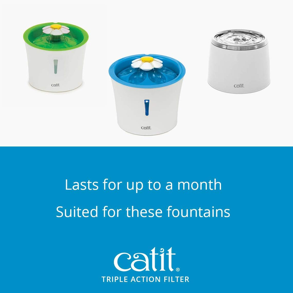 Catit Triple Action Replacement Original Water Fountain Filters, 12 Pack