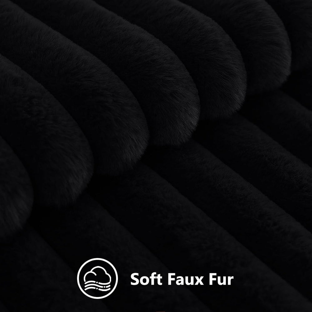 decorUhome Fall Faux Fur Throw Pillow Covers 26x26 Set of 2 Black