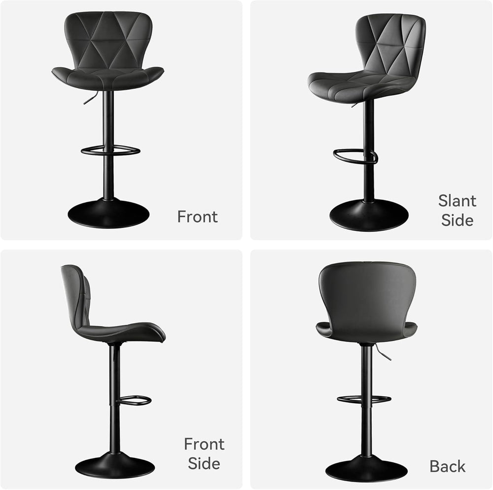 Bar Stools Set of 3,Adjustable Swivel Barstools, Faux Leather Bar Chairs,Upho...