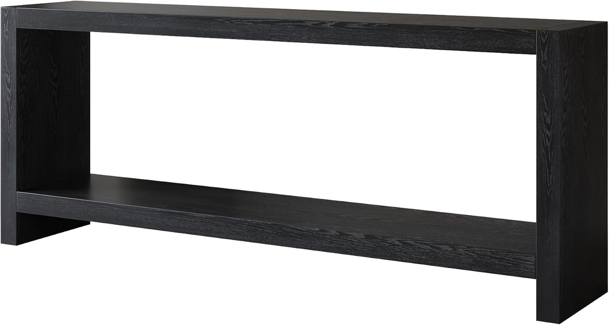 LUMISOL Farmhouse Console Table with Shelf & Wood Veneer, Black