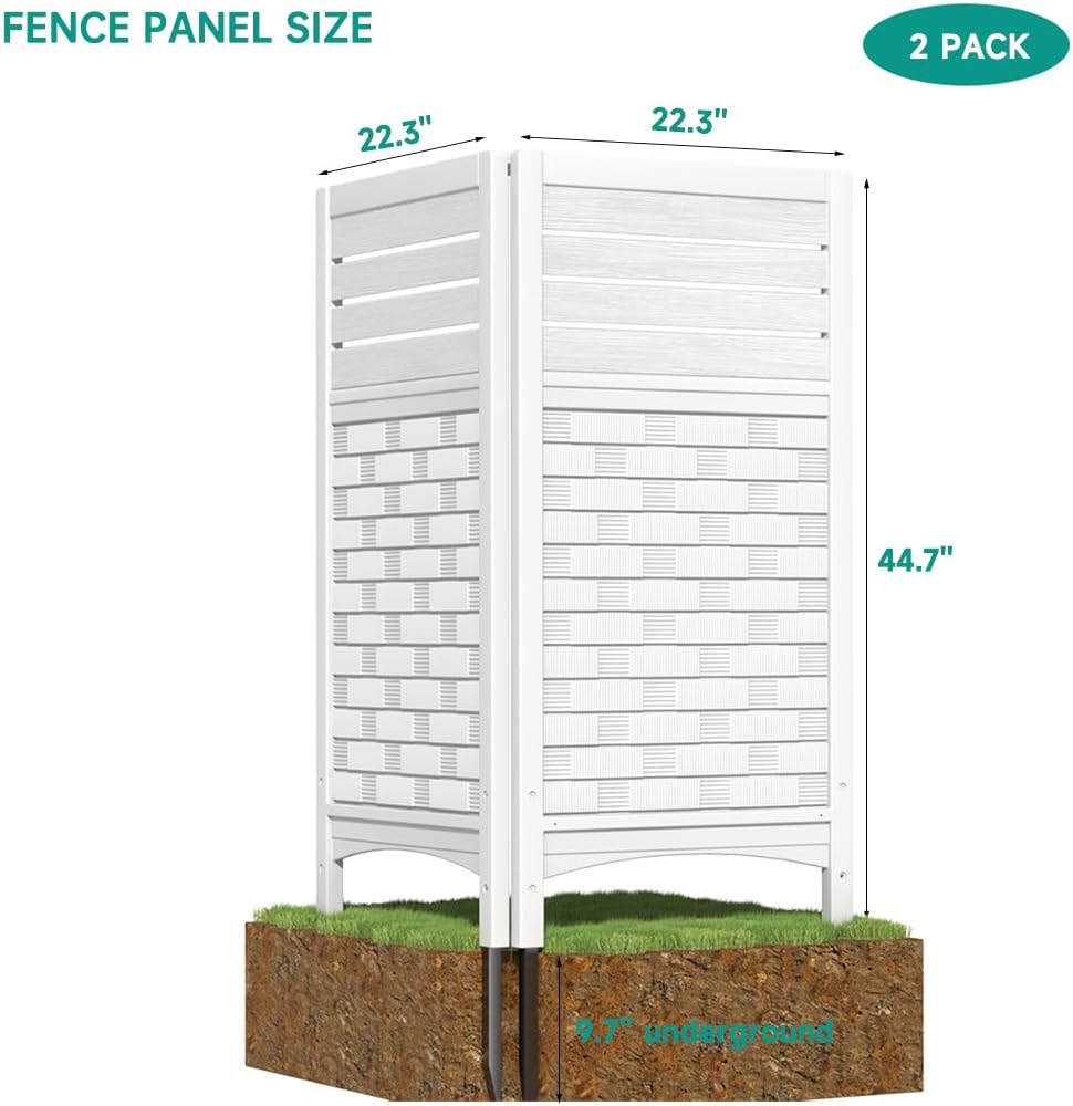 KINYING Air Conditioner Fence Privacy Screen,2 Panels Pool Equipment Trash Ca...