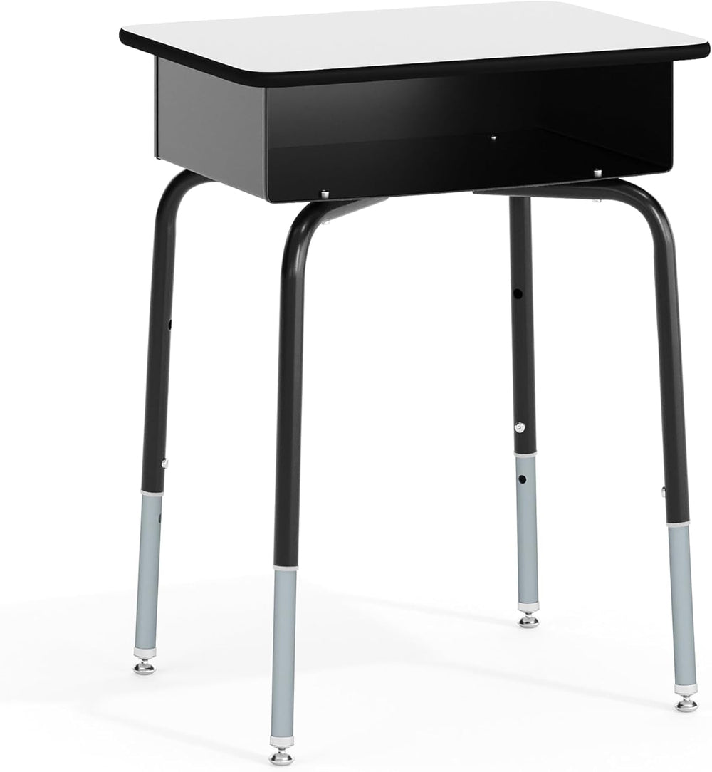 Flash Furniture Metal Student Desk with Open Book Box, Gray
