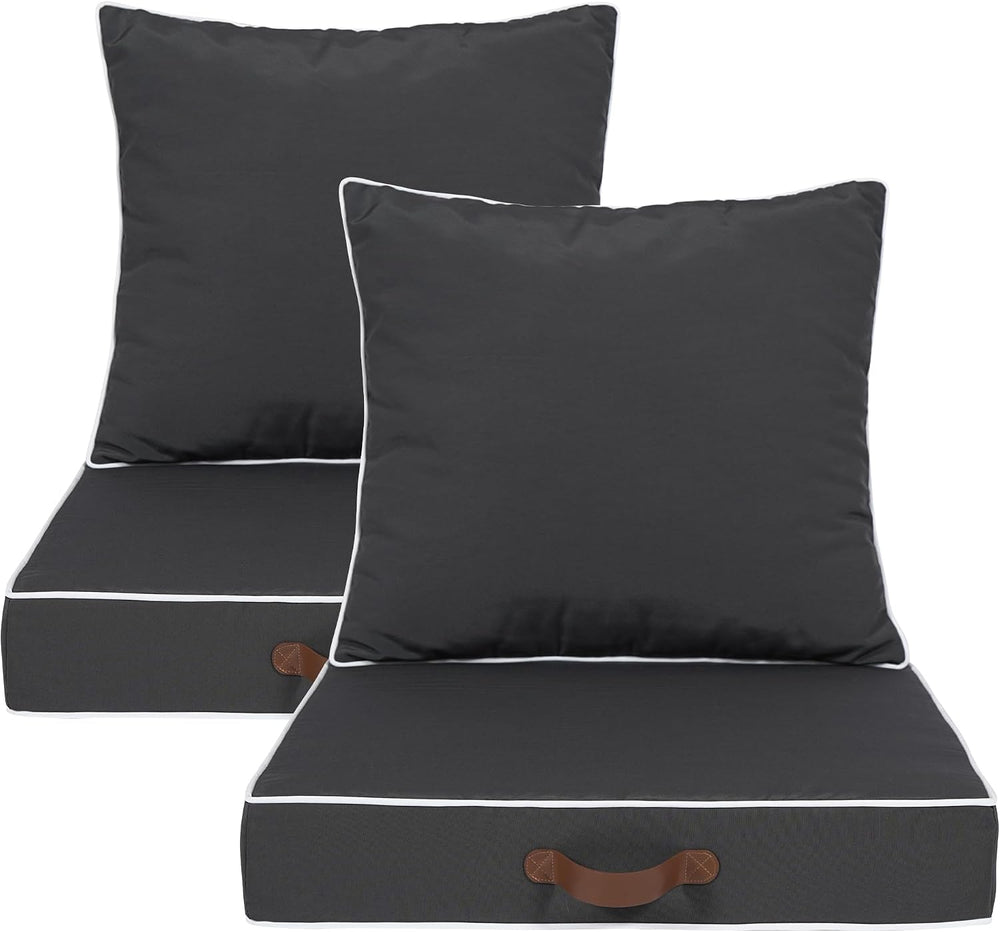 Enipate Outdoor Deep Seat Cushion Set of 2, Weather Resistant Patio Furniture...