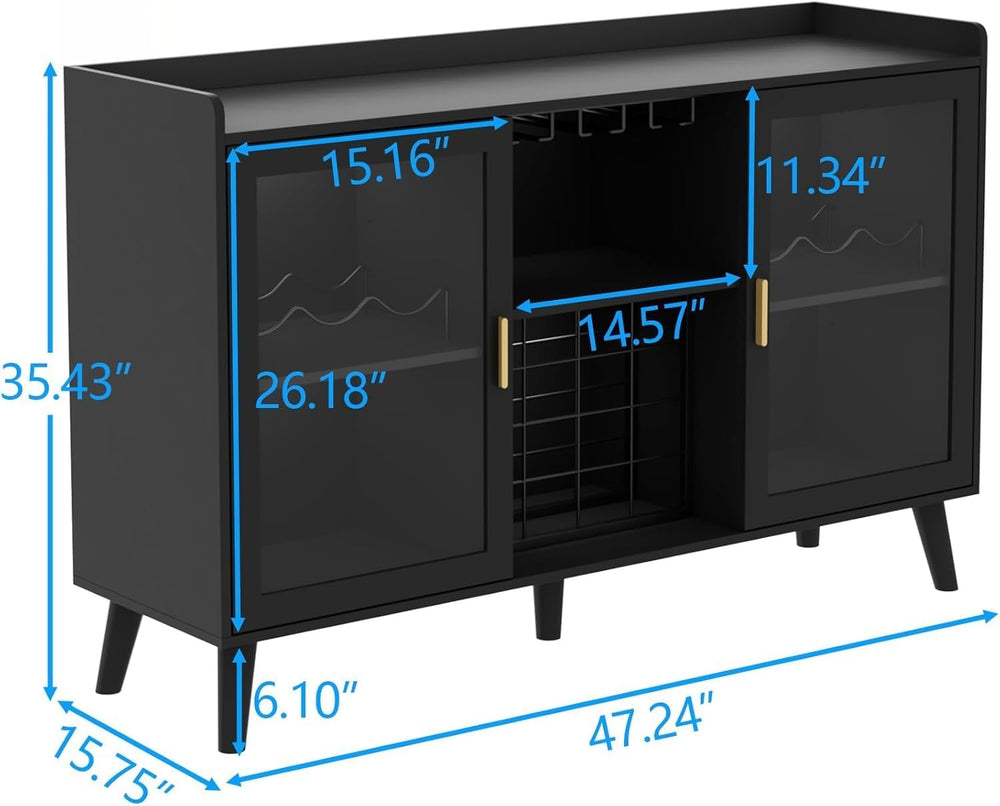 Gyfimoie Coffee Bar Cabinet with LED Light and Wine Rack
