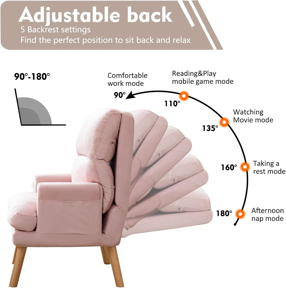 CANMOV Modern Accent Chair with Ottoman, Soft Fabric Armchair with Adjustable...