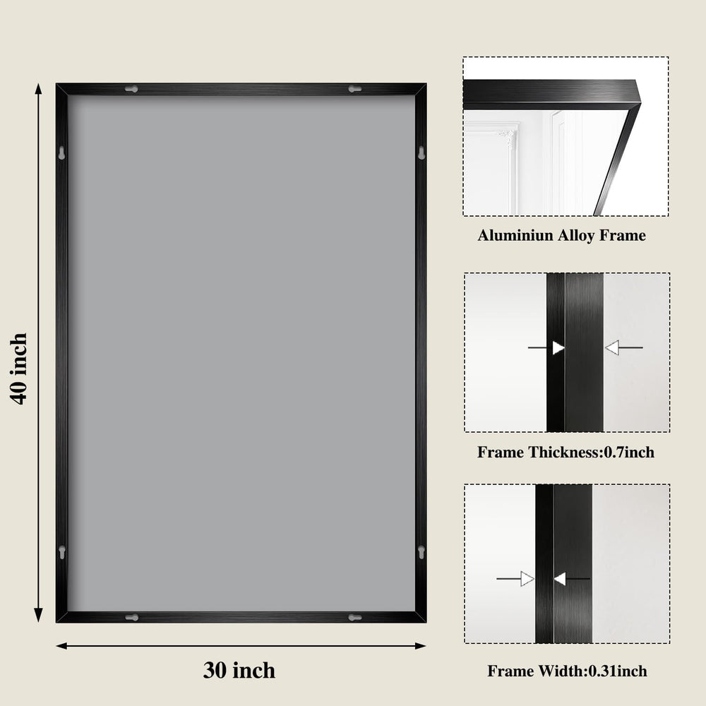 Koonmi Black Mirrors for Wall, 30x40 Inch Bathroom Mirror, Rectangular Wall M...