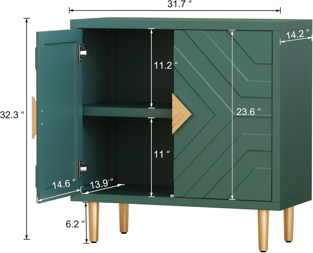 HLR 31.7'' Modern Sideboard Storage Cabinet with 2 Doors, Green
