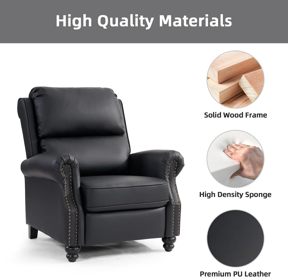 CANMOV Pushback Recliner Chair Faux Leather Armchair Push Back Recliner with ...