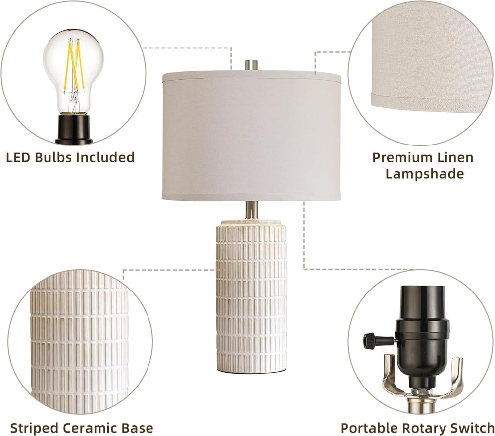 AIEAMPDO 23'' Set of 2 Modern Ceramic Table Lamps for Living Room Bed...