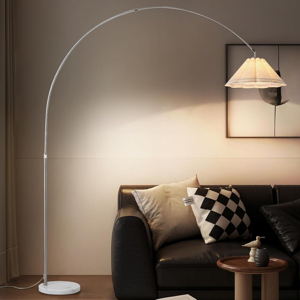 Large Arc Floor Lamp with Natural Marble Base - 81" Tall Adjustable Arch...