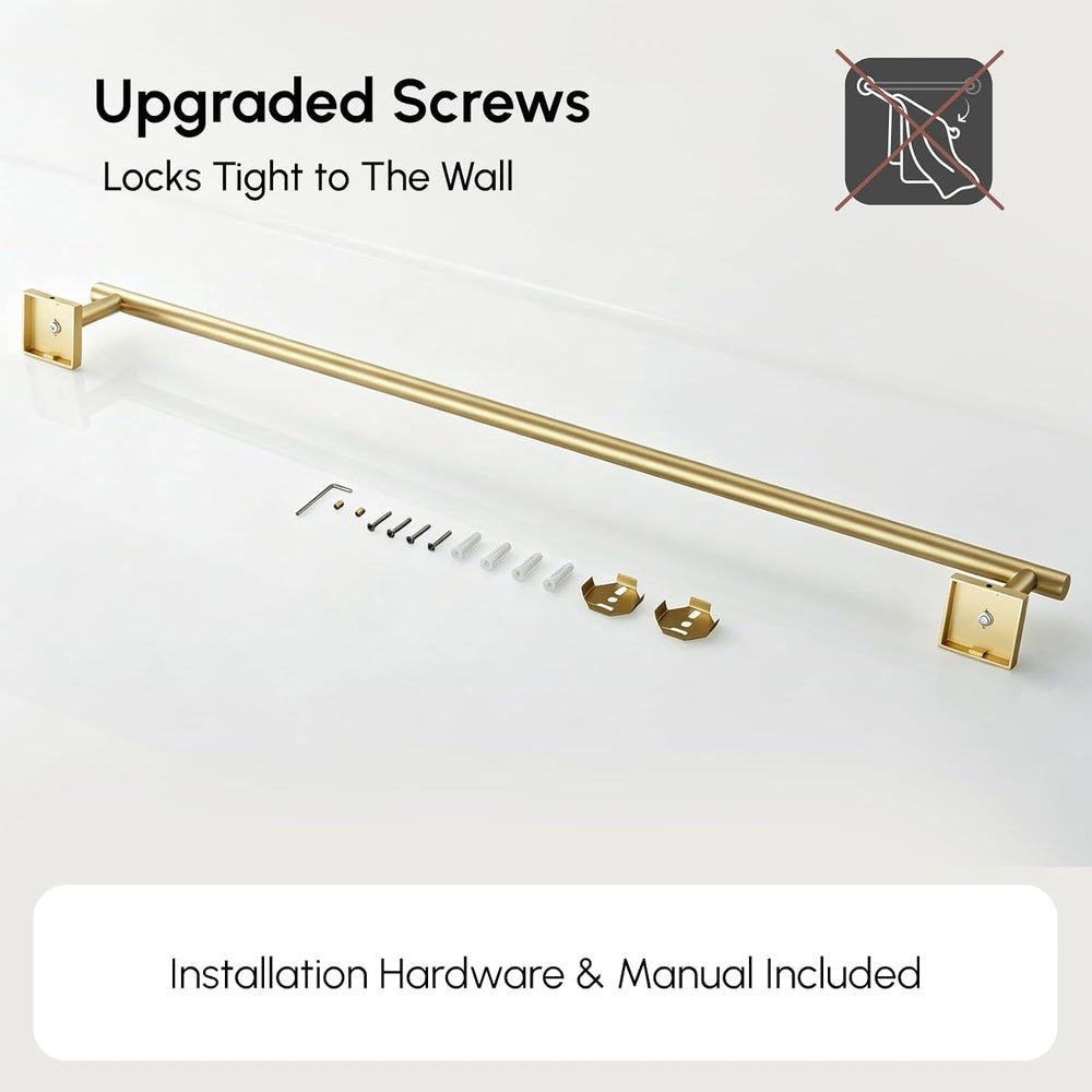 USHOWER Brushed Gold Bath Towel Bar, 30 Inch Towel Racks for Bathroom