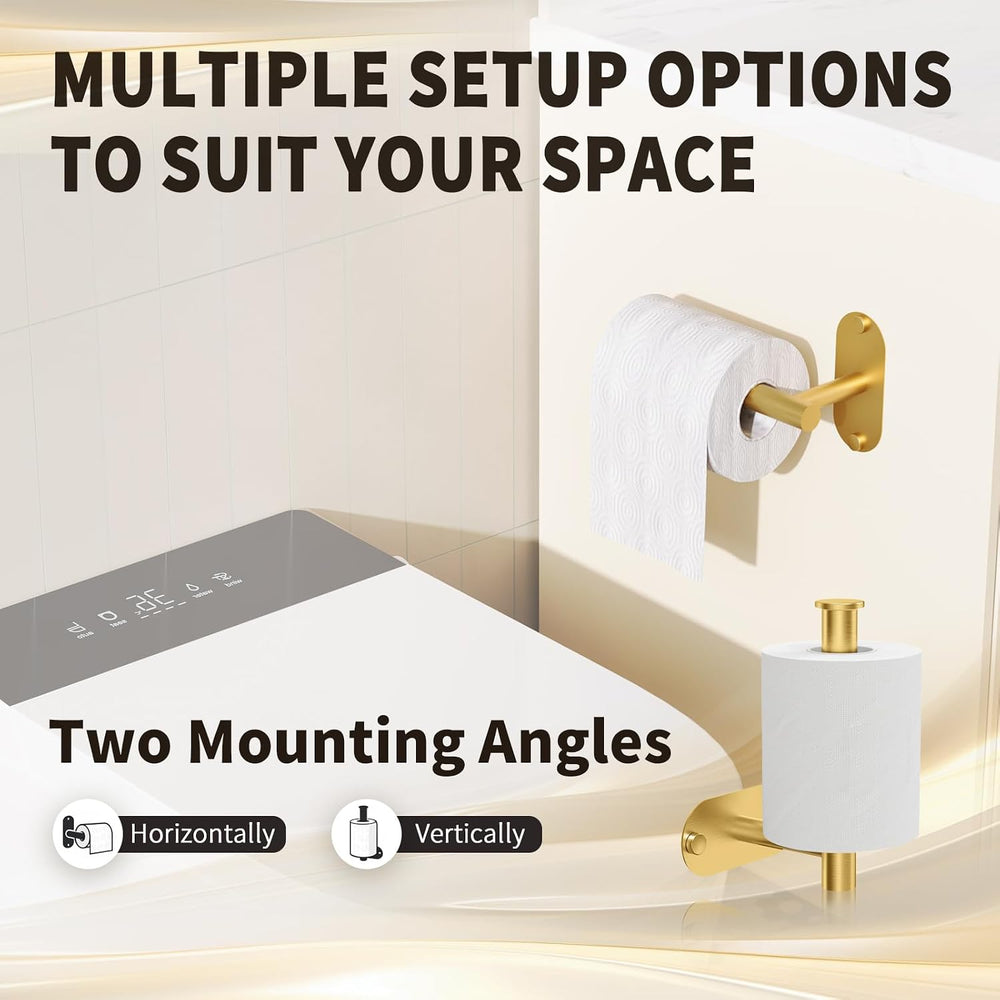 5-Piece Bathroom Hardware Set, Adhesive or Drill Wall Mount, Gold