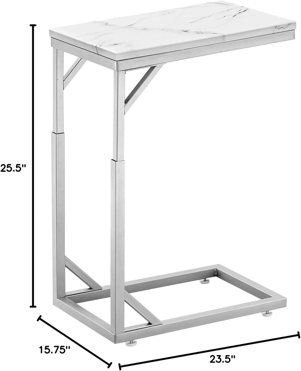 C-Shaped End Table, Small Sofa Table with Metal Frame, Adjustable Height Side...