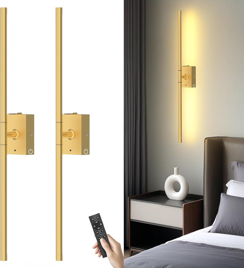 Battery Operated Wall Sconces Set of 2, Wireless Rechargeable Wall Lights