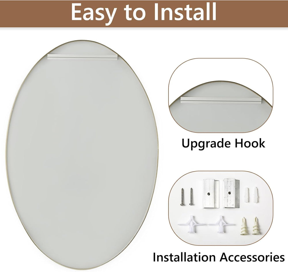 Oval Wall Mirror, 20"x28" Gold Oval Vanity Mirror, Bathroom Mirror ...