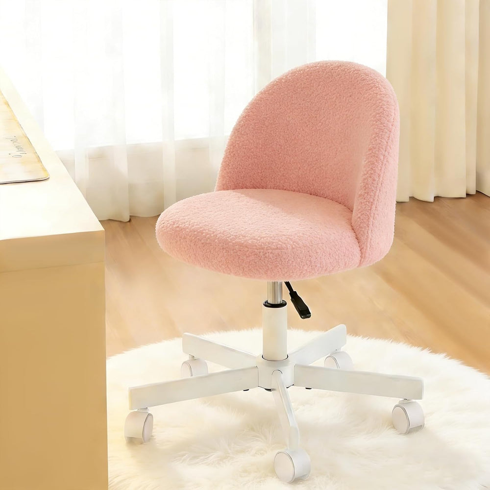 WAYTRIM Pink Vanity Chair with Wheels - Swivel Makeup Chair Small Computer Ch...